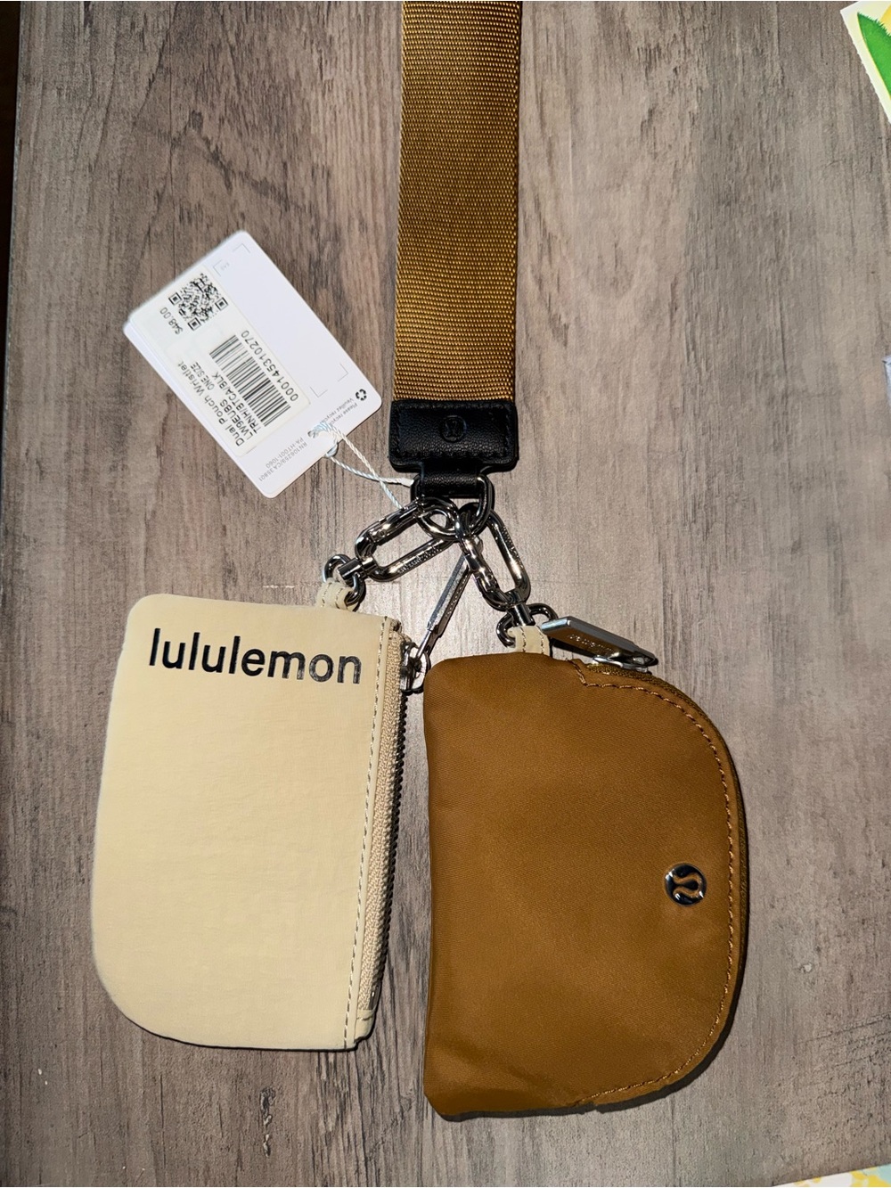 Lululemon Dual Pouch Wristlet Trench/Burnt Caramel/Black